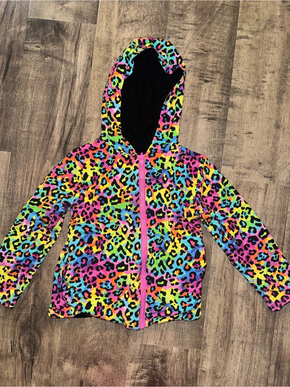 Bums & Roses Reversible Rainbow Leopard Zip Hoodie Jacket 2T